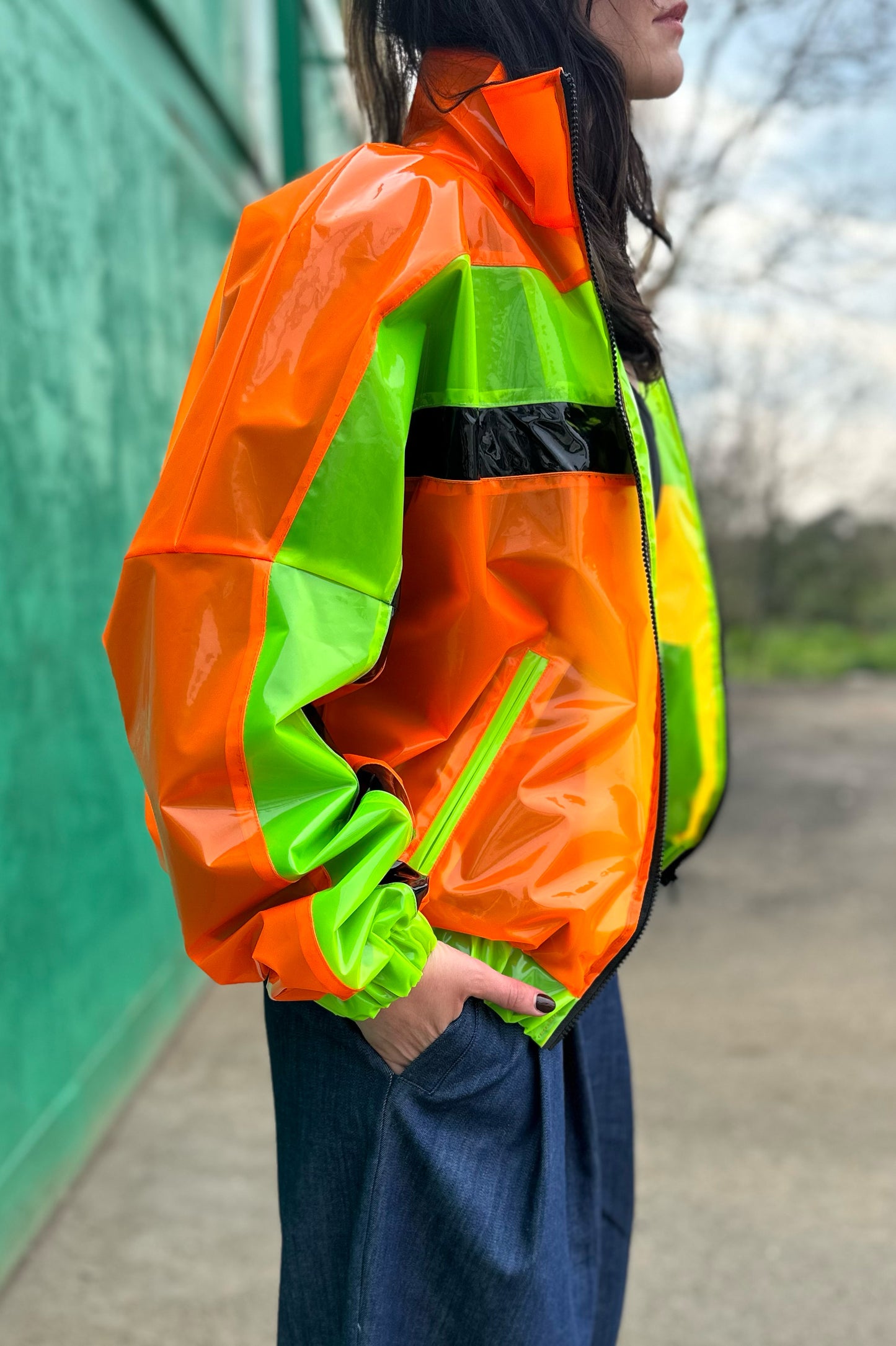 BOMBER RIGHE FLUO