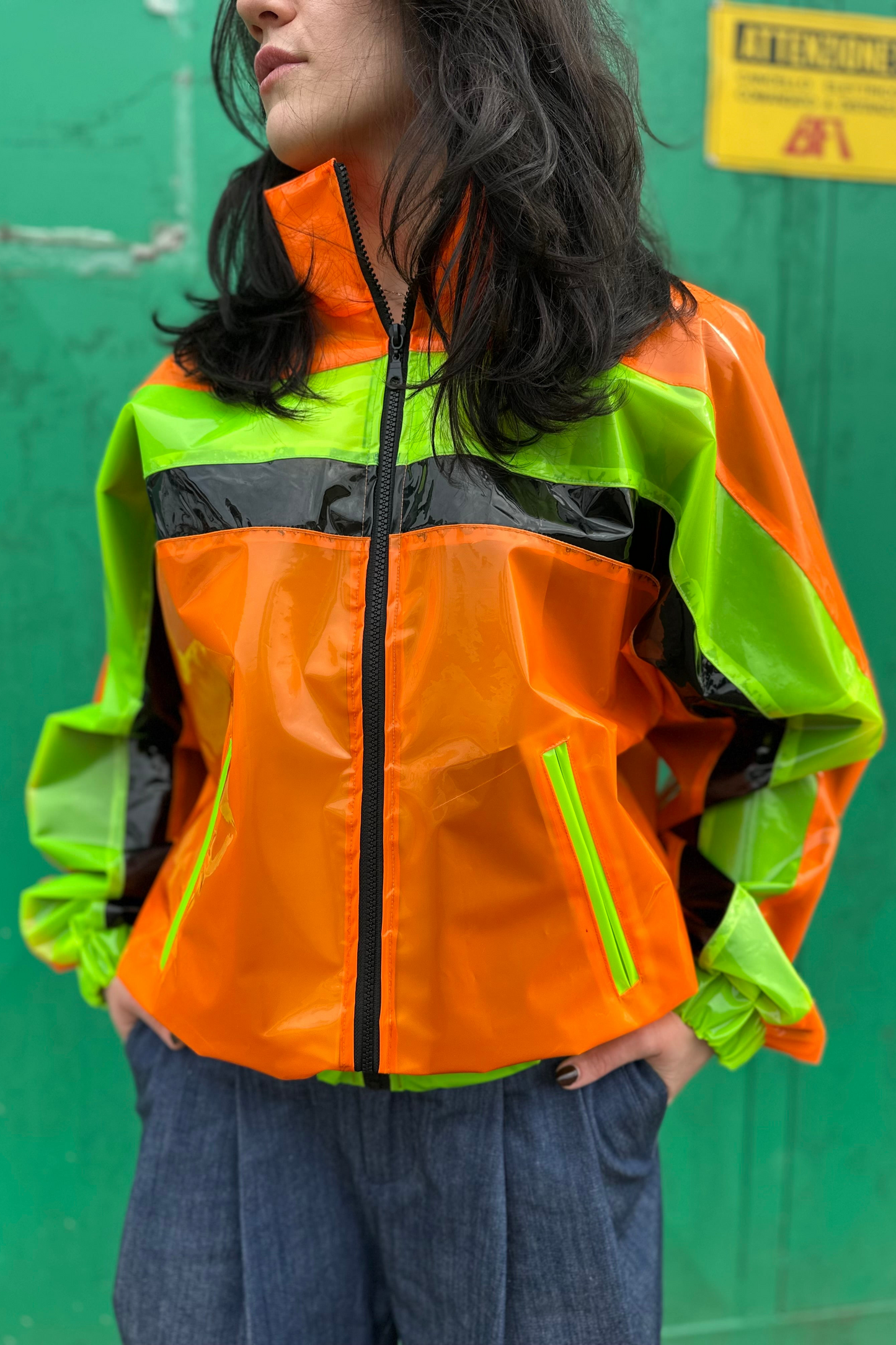BOMBER RIGHE FLUO